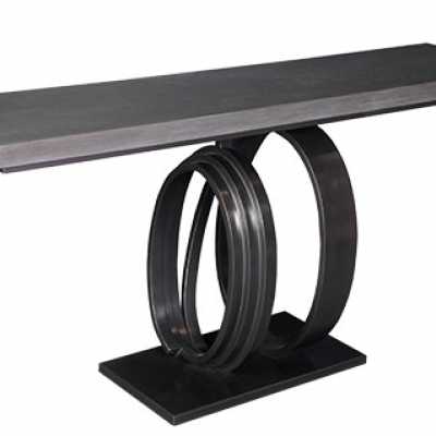 Console in Iron forged and marble top by Christine Rouviere.