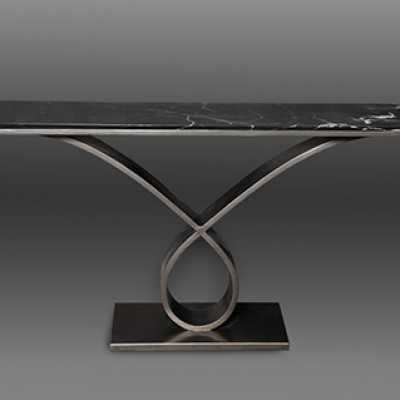 Console in Iron forged marble top model Envol by Christine Rouviere.