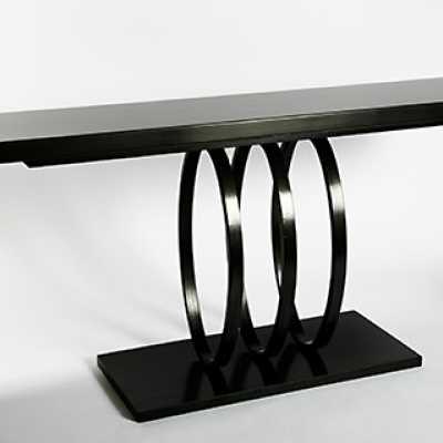 Console in iron metal patina gun finishing and wood Ellipse model by Christine Rouviere.