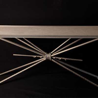 Console in Bronze and wood top model Rameaux by Christine Rouviere.