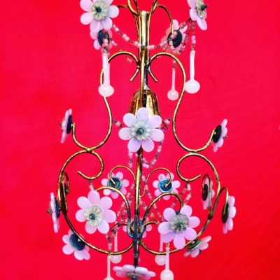 opaline chandelier blue blue flowers flowers pink pink