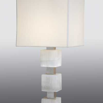 Pair of table lamps in bronze nickel and gypsum stone model Cube