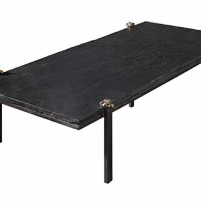 Center table in bronze and slate top model Roma