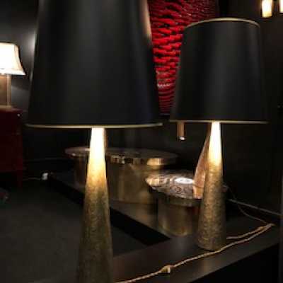 Pair of table Lamps in bronze textured model Moon by Frederic DAD.