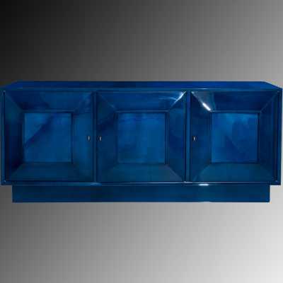 Sideboard in blue cloudy lacquered by frederic DAD in limited Edition.