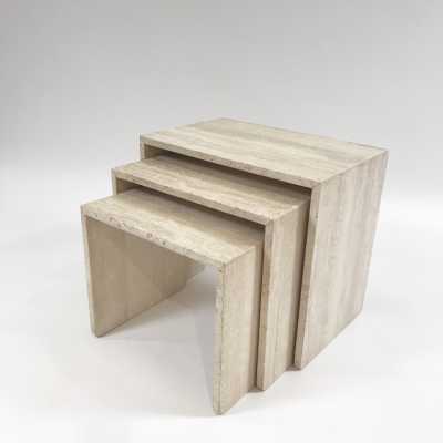 Travertine tables.
