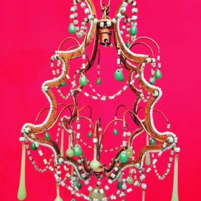 opaline chandelier blue blue flowers flowers green green