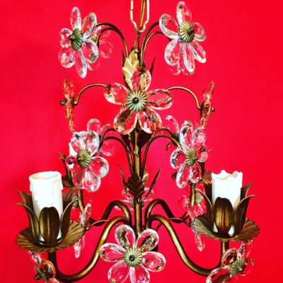 opaline chandelier blue blue flowers flowers