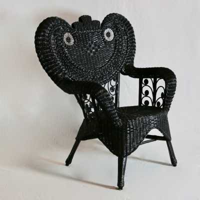 Fauteuil en rotin noir