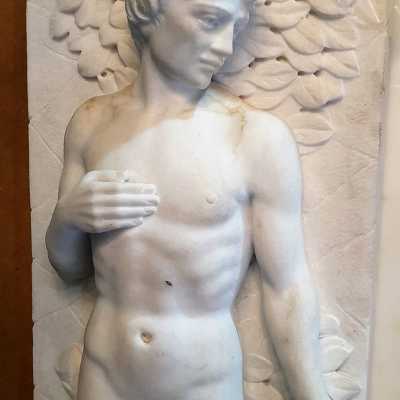 Carrara marble fireplace, Adam and Eve