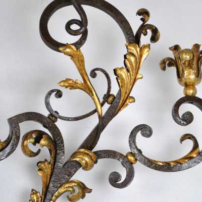 Pair of wrought iron sconces