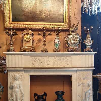 Carrara marble fireplace, Adam and Eve