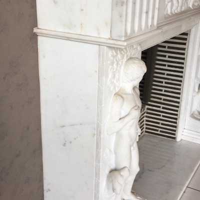 Carrara marble fireplace, Adam and Eve