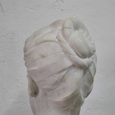 Marble woman bust, signed Boucher