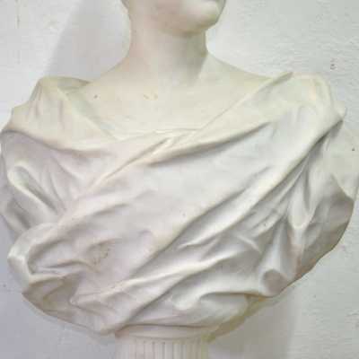 Marble woman bust, signed Boucher