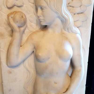 Carrara marble fireplace, Adam and Eve