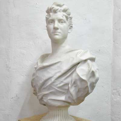 Marble woman bust, signed Boucher