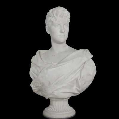 Marble woman bust, signed Boucher