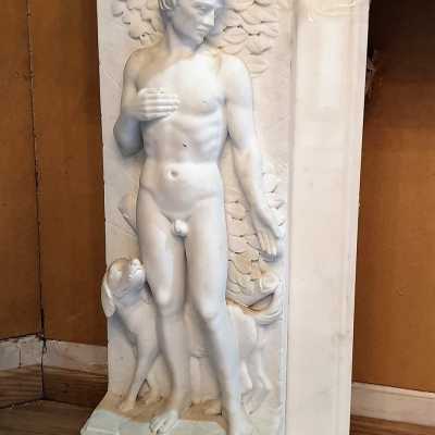 Carrara marble fireplace, Adam and Eve