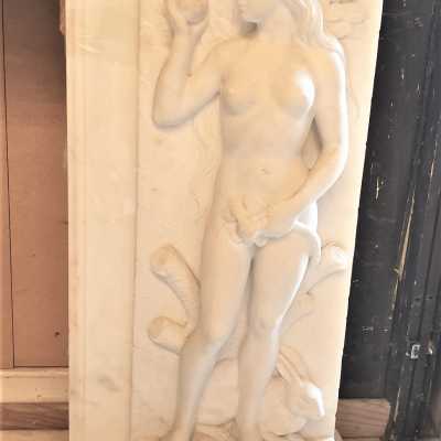 Carrara marble fireplace, Adam and Eve