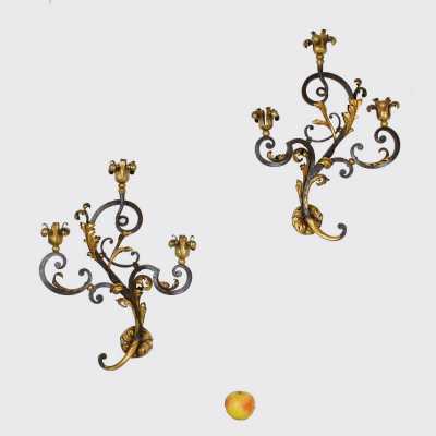 Pair of wrought iron sconces