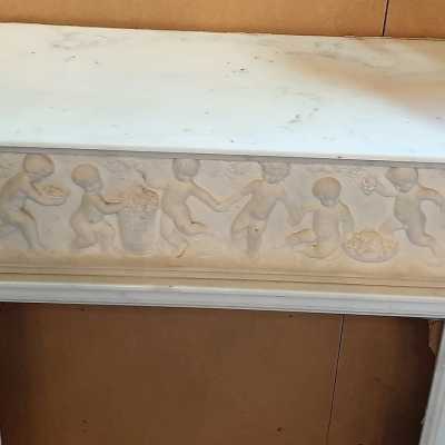 Carrara marble fireplace, Adam and Eve
