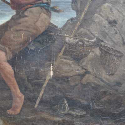 Oil on canvas, fisherman near Marseille, Signed Suchet