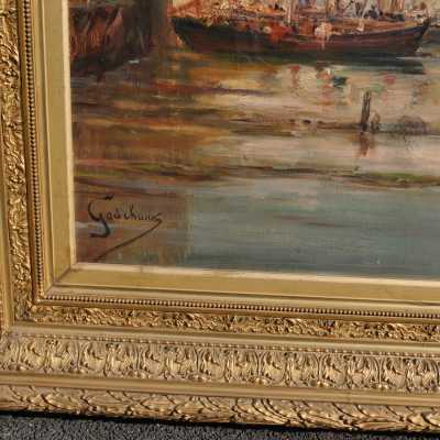 View of Martigues Oil on canvas signed Godchaux