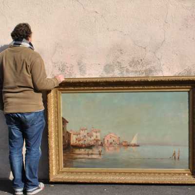 View of Martigues Oil on canvas signed Godchaux