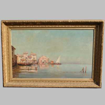 View of Martigues Oil on canvas signed Godchaux