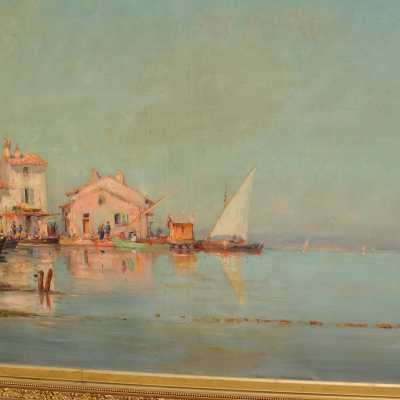 View of Martigues Oil on canvas signed Godchaux