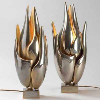 Pair of "Flame" lamps by Michel Armand