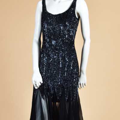 Sequin dress with chiffon flounces, Artaban