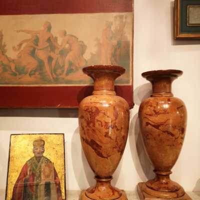 Pair of scagliola vases, 19th century