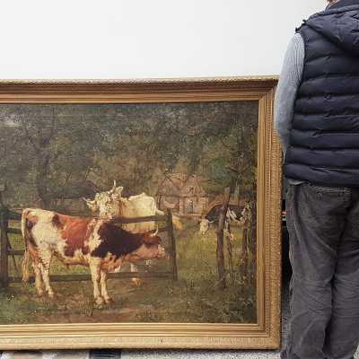 Oil on canvas Cows 19th century