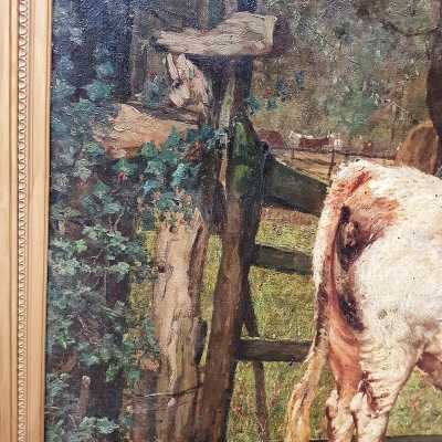 Oil on canvas Cows 19th century