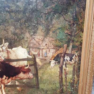 Oil on canvas Cows 19th century