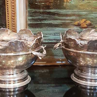 Sturgeon And Glasses Caviar Services 20th century