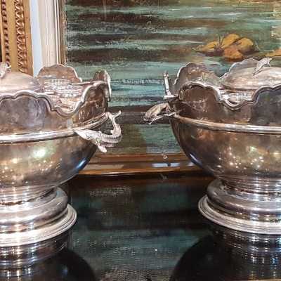 Sturgeon And Glasses Caviar Services 20th century