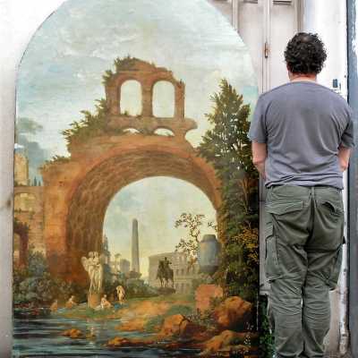 Oils on canvas Rome and Tivoli 19th century
