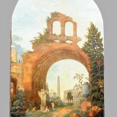 Oils on canvas Rome and Tivoli 19th century