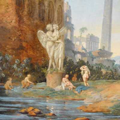 Oils on canvas Rome and Tivoli 19th century