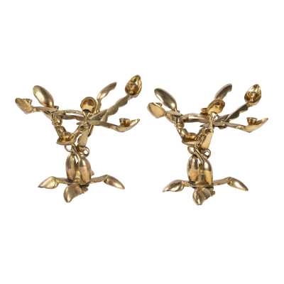 Arman Pair of Bronze Spoon Candlesticks