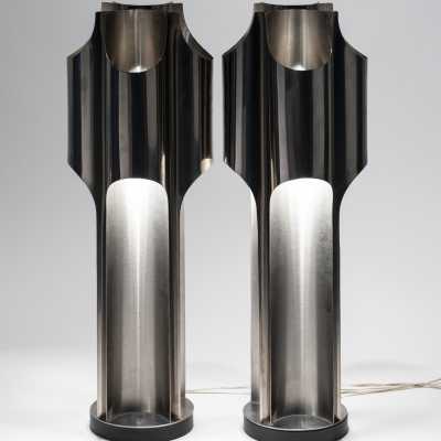 maison charles pair of stainless steel lamps organ model