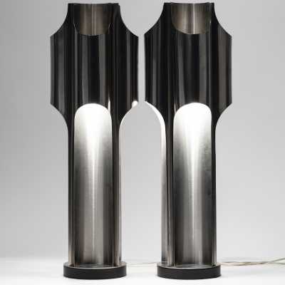 maison charles pair of stainless steel lamps organ model