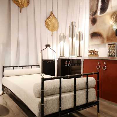 Jacques Adnet Black leather Daybed 