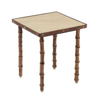 table Jacques Adnet leather bamboo