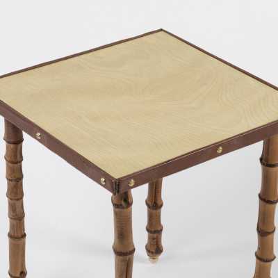 table Jacques Adnet leather bamboo