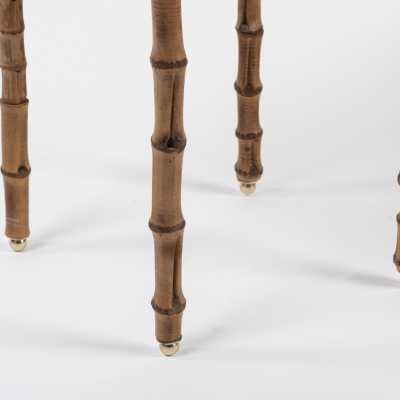 table Jacques Adnet leather bamboo