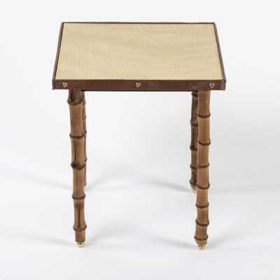 table Jacques Adnet leather bamboo